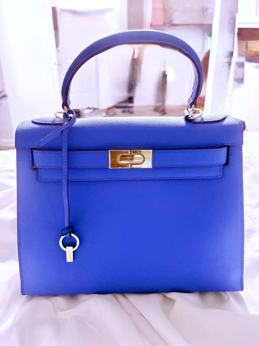 Lily & Bean “Evie” Leather Purse, in Cobalt Blue, 28 cm — LIKE NEW!